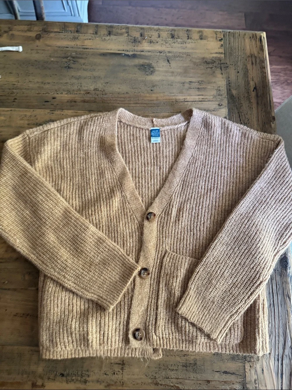 Old Navy Girl’s 18 XXL Chunky Knit Cardigan - Beige/Tan
